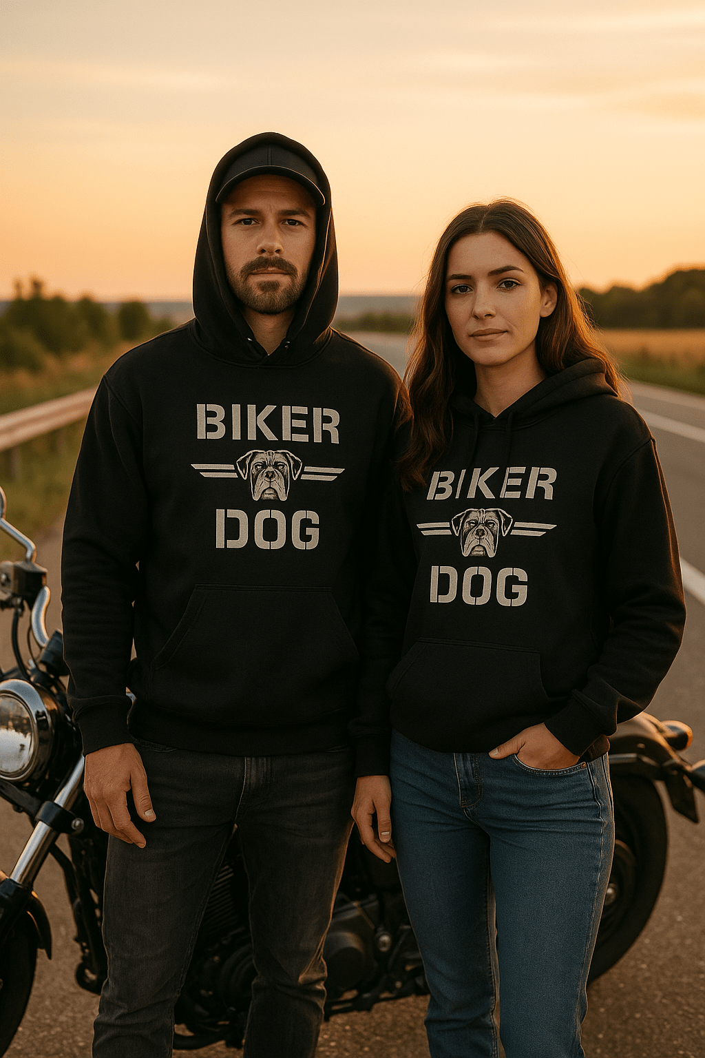 Sweat à capuche boxy pour hommes - Biker & Dog