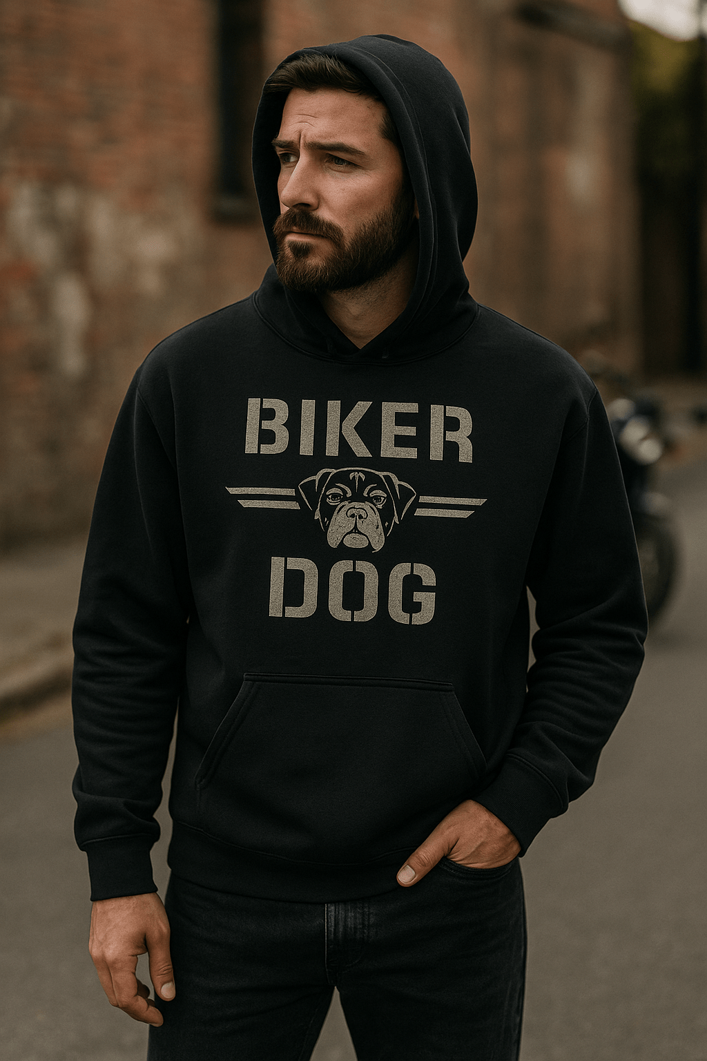 Sweat à capuche boxy pour hommes - Biker & Dog